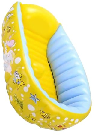 Gatuida Vaschetta da Bagno Gonfiabile per Ragazzo Ragazza, PVC, Design Cartoon, Portatile e Pratica, per Bagnetto e Gioco, Giallo