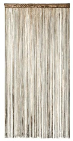 Durlo Cortina de hilo para puerta de patio, 200 x 100 cm, ideal como separador de ambientes o decoración, con borlas decorativas y brillantes para puertas y ventanas.