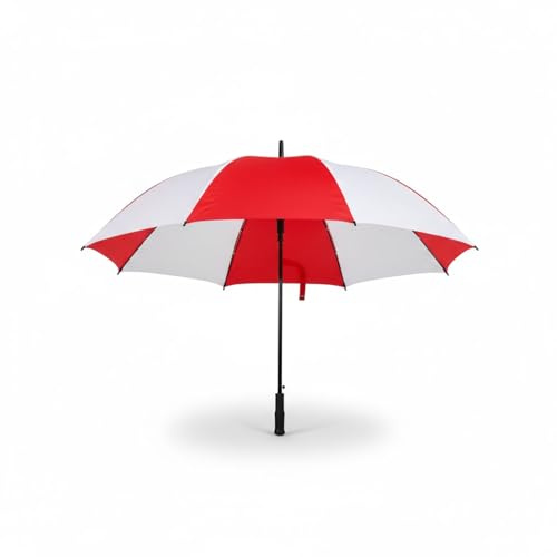 MVL Red and White Dual-Tone Umbrella - Stylish and Durable Rain Umbrella for Outdoor, Travel,Everyday Use with Large Canopy, Sturdy Frame, and Automatic Open Feature for Protection Against Rain & Sun