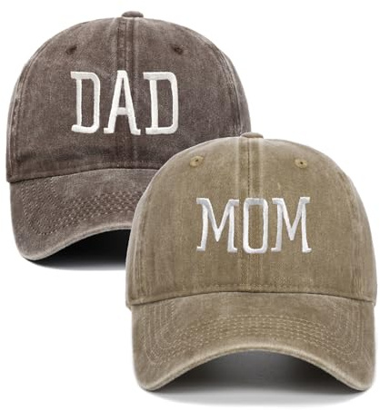 YUSENGMOO Vintage Baseball Caps für Mama und Papa - Gewaschenes & Vintage-Optik 2er-Set. Bestickt, verstellbares Paar-Geschenk für Ihn & Sie, Eltern (2,L)