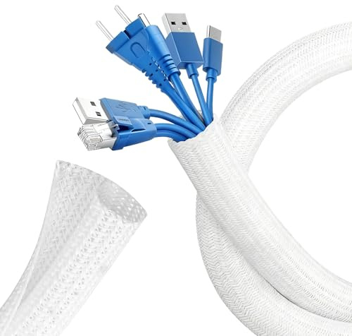 GIEEU Cable Management Sleeve 10ft 1/2 Inch, Cord Protector Wire Loom Tubing for USB Power Audio Video Cables, Flexible Organizer for Home Office Desk Setup