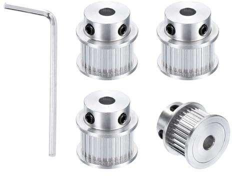 QUARKZMAN 4 Stück GT-2 30T Umlenkrolle Aluminium Zahnriemenscheibe 30 Zähne | 5mm Bohrung, Passend Für 10mm Breite Zahnriemen, Für 3D-Drucker, Mit Einem Schraubenschlüssel