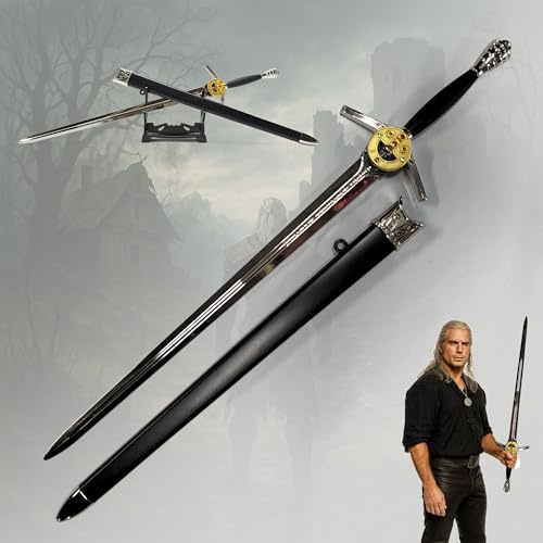 Witcher Stahlschwert Brieföffner mit Scheide 30cm | Geralt von Riva Streaming Serie Replik | Hexer Metall Schwert XL | Deko Waffe für Fans & Sammler