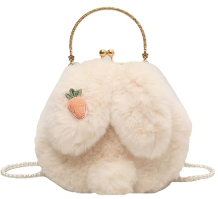 Bolso con conejito - Bonito diseño de animal de peluche, estructura de tela , ligera y portátil, adorable estilo conejo de dibujos animados, espacio funcional |, beige, riferimento