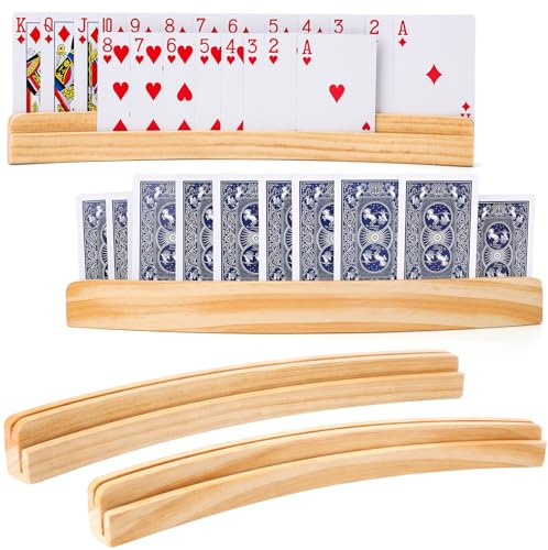 Xialvyu 2 Stück Holz Kartenhalter Doppelstöckig für Erwachsene | Multifunktionaler Spielkartenhalter Ermöglicht Freihändiges Spielen Stabil Passend für Unterschiedliche Kartenspiele