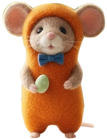 Easter Felt Bunny Ornaments - Handmade Wool Felt Bunny Ornaments,Cute Felted Rabbit Animal Figurine for Christmas Tree,Soft Felted Mouse for Easter Basket Stuffers,Tiered Tray Decor & Spring Gift (C)