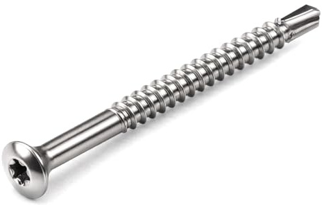 Design61 Tornillos para ventana, 3,2 x 30/18 mm, TX10, acero inoxidable 410, cabeza alomada autoperforante, 200 unidades, rosca parcial, montaje para cristal en ventana