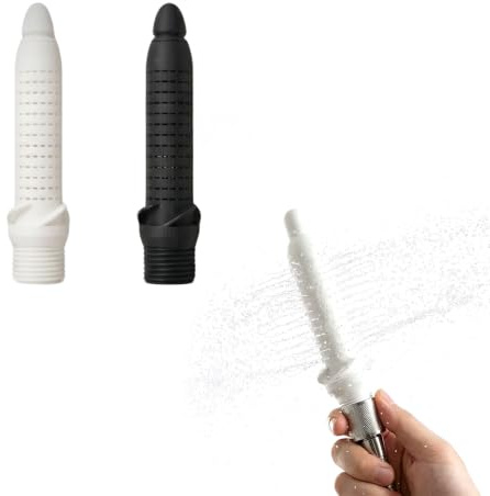 LONGHAO 2 Stück ringförmige Analdusche, Hochdruck, für WC & Bidet | Ringförmiger Duschkopfaufsatz aus Kunststoff, geeignet für Anal- & Intimhygiene, als Bidet-Ersatz, Weiß & Schwarz