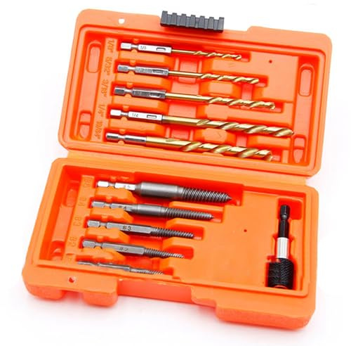 Screw Extractor & Twist Drill Bits Set Bolts Remover Easily Remove Damaged Screws Drill Bits for Repairs Left Hand