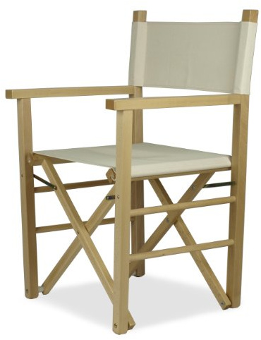 ArredaSì Silla Director de Cine, Estructura en Madera teñida Natural con Respaldo y Asiento en algodón Beige - Regista P-MC