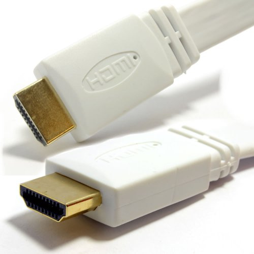 Plat HDMI Haute Vitesse câble pour LCD LED UHD/HD TV Cordon Plaqués Or 5 m Blanc [5 mètre/5m]