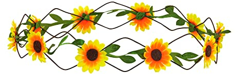 W WIDMANN MILANO Party Fashion 75707 - Stirnband mit Blumen, Gelb, Blumenkranz, Blumenkind, Kopfschmuck, Kostüm, Accessoire, Karneval, Mottoparty