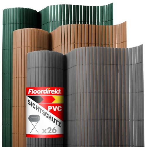 Floordirekt PVC Sichtschutz für Garten, Balkon & Terrasse Sichtschutzzaun | Sichtschutzmatte | Outdoor-Sichtschutz | Erhältlich in vielen Farben und Größen (100 x 300 cm, Braun)