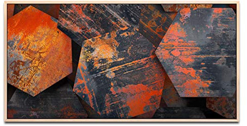 Metall 3D Texturen ca. 130x70cm Wandbild inklusive Schattenfugenrahmen naturfarbend - Panorama Leinwand Bild XXL Format Wandbilder Wohnzimmer Wohnung Deko Kunstdrucke