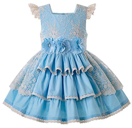 Ju petitpop Girls Summer Vestido de Color Azul
