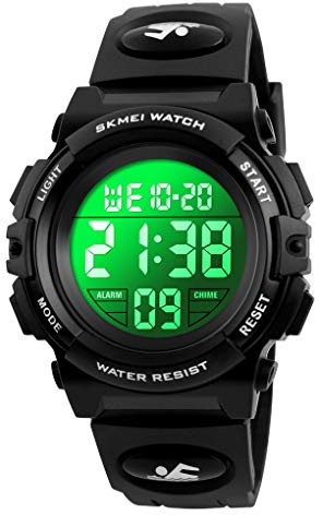 Dayllon Kids Digital Watch Boys Outdoor Sports 50M Waterproof Girls Watches Alarm Clock 12/24 H Stopwatch Calendar for Ages 3-15 Boy Girl Wristwatch Kids Gift,Black X
