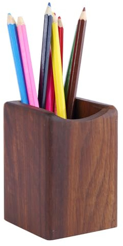 NUOBESTY Wooden Pen Holder Desk Organizer Walnut Wood Pencil Stand for Office Home School Multi-Use Storage Box