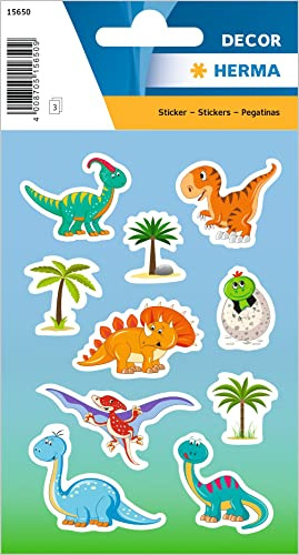 HERMA 15650 Lot de 30 autocollants dinosaures petits et grands animaux avec joli motif dinosaure saurier, étiquettes pour enfants pour album photo, journal intime, album de poésie, scrapbooking,