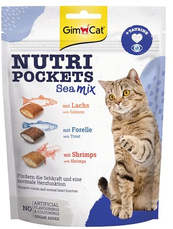 GimCat Nutri Pockets Sea Mix - Knuspriger Katzensnack mit cremiger Füllung und funktionalen Inhaltsstoffen - 1 Beutel (1 x 150 g)