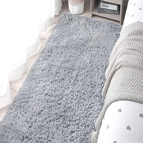 DALINA Textil Alfombra Decorativa de Pelo Largo Extra Suave -Alfombra Antideslizante para Salón Dormitorio Rectangular (50X80CM, Gris)