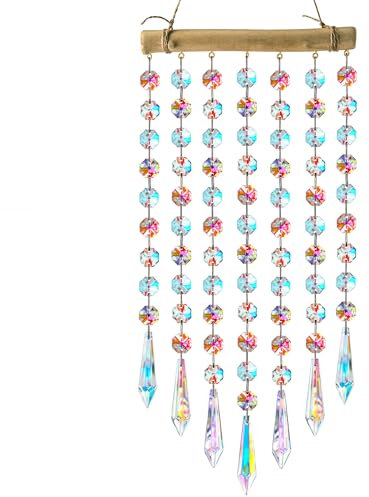 Hängendes Kristallprisma, Sonnenfänger, Ornament, Kristall-Windspiel, Bunte Glasperlen, Kettenanhänger, dekorative Mobiles