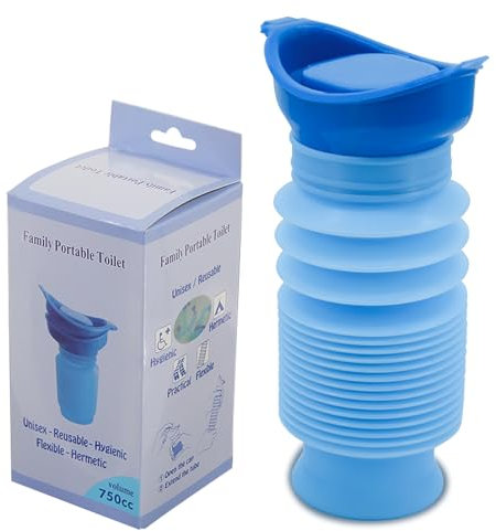 Shrinkable Urinal, Portable Urinals for Men Women, Male Female Outdoor Travel Personal Mobile Toilet, Potty Pee Urine Bottle, Reusable Emergency Urinal for Camping Car Traffic Jam, Queuing (750 ML)