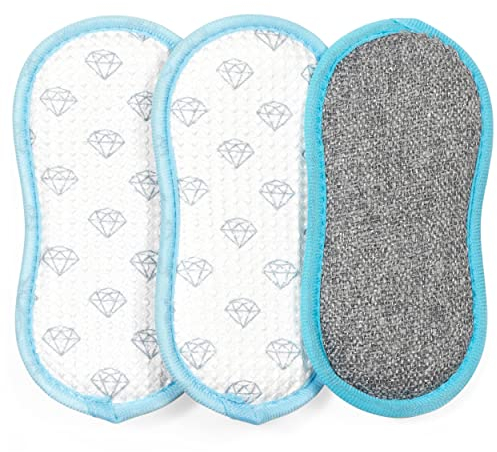 Beldray®LA086372UFEU7 AntiBac - Confezione da 3 spugne abrasive, massima brillantezza, trattamento con zinco piritione, perfette per servizi, pentole, padelle e oggetti in vetro