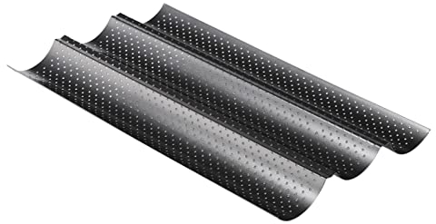 Spetebo Baguette - Bandeja para hornear (38 x 24 cm, revestimiento antiadherente, 3 panes de pan)