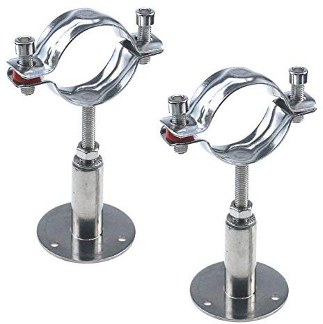 Nicerity 2 Stück Edelstahl Wandhalterung Deckenhalterung Rohrstützen, verstellbare Rohrhalterung Rohrklemme Rohrband für Durchmesser 5,1 cm Rohrrohr