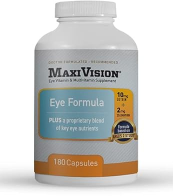MaxiVision® Eye Formula - Eye Vitamin Based on AREDS 2 Study - Age-Related Macular Support (1 B, 180 Capsules)