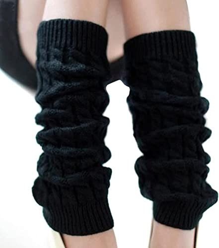 VUCDXOP Damen Langer Beinwärmer Frauen Mädchen Winter Crochet Stricken Stulpen Beinstulpen Beinwärmer Kniestrümpfe Legwarmers Strümpfe Overknees, in Einheitsgröße, Schwarz