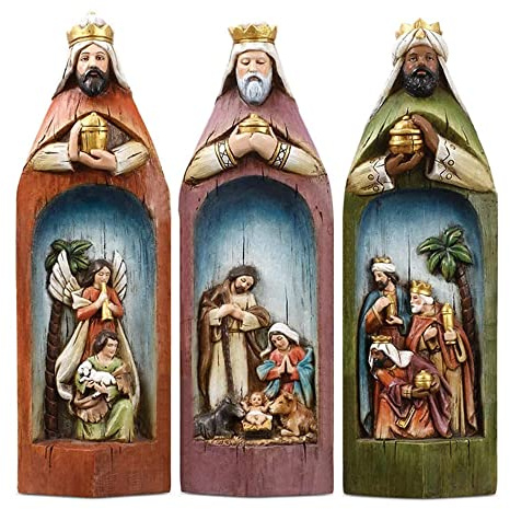 Set Belén Reyes Magos Decoración de Resina Pintada a Mano. para la decoración navideña del hogar