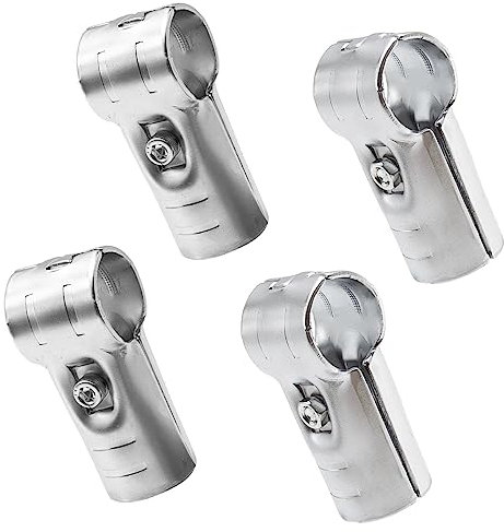 ZUDKSUY T-förmige Rohrschellen, 4 Sets, 2,8 cm Verbindungsstück, Rohrklemme, 2,3 mm dick, verchromte Stahlbeschläge, Silber