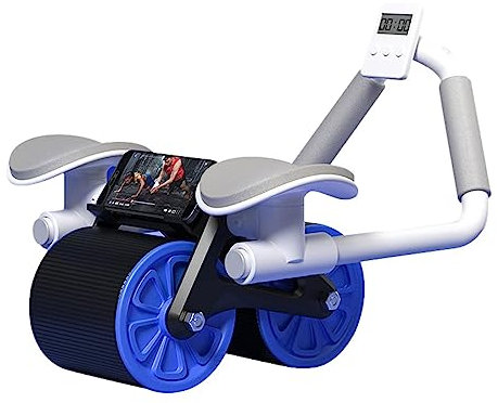 DISPRA Automatisches Ab Rollerr Rad, Bauchtrainingsrad mit Ellenbogenstütze & Telefonhalter, Automatischer Rückprallkern Übungsrolle für Anfänger & Core Training zu Hause & Fitnessstudio