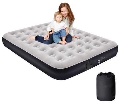 ZODAS Double Airbed, Inflatable with JUST One-click, Air Bed Double with Built in Pump, electric Inflatable Mattress Self Inflating Guest Bed Blow up Mattress for Camping/Home, 198x152x25cm