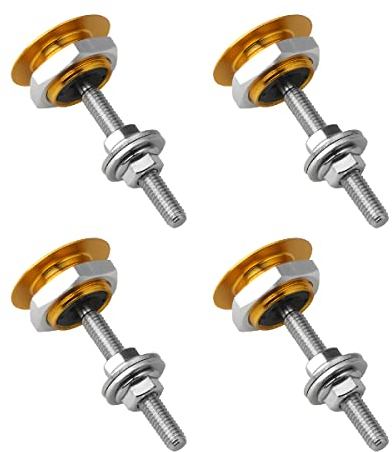 JNNJ 4 Pieces Universal Vehicle Hood Pins, Quick Release License Plate Lock Clip, Push Button Bonnet Kit, Aluminum Alloy Quick Latch Lock for Auto Bumper, Hood Pins for Car Modification(Yellow)