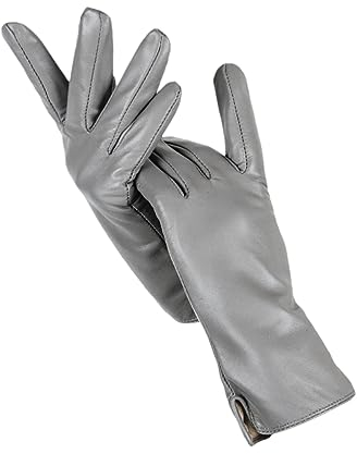 Rfmfkkg Damen Lederhandschuhe, einfach, warm, weich und warm, für Fahren, Motorrad, Grau, Größe 40