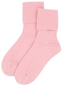 iMongol Cashmere Women Ladies Men Sleep Bed Outdoor Socks, Made in Inner Mongolian (US 5-10, Light Pink)