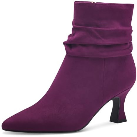 MARCO TOZZI Damen Stiefeletten mit Absatz Spitz mit Reißverschluss, Rosa (Grape), 38 EU