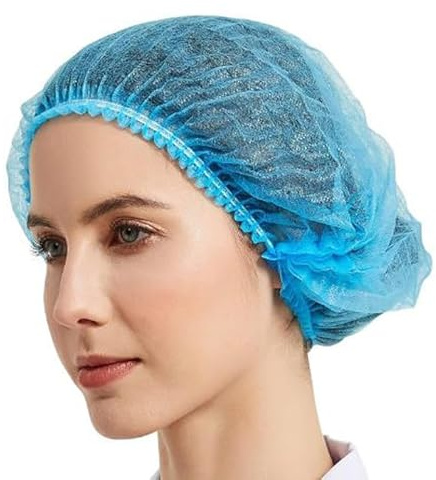 Comforty 100 Stück Haarnetz, OP Haube aus Einwegstoff Blau, Einweg Haarnetze für die Küche oder Zahnarzt, Hygienezubehör für die Medizin, OP Kopfhauben, Haarnetz Einweg für Männer/Frauen, Hair Cover