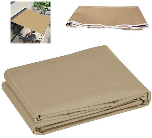HCZION Markisenstoffe Ersatzstoff Klemmmarkise Terrassenmarkise Ersatz Oberbezug, Wasserdicht Markisenbespannung Außen Sonnenschutz Stoff, Khaki(Size:13x8ft-4x2.4m)