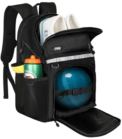 Goloni Bowling Backpack Single Ball Bag with Shoe Compartment up to Size 10 Bowling Bag with Padded Ball Holder