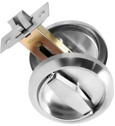 Foppla Serratura rotonda per porta da incasso in acciaio inox 304 nascosta maniglia per porta senza chiave serratura a incasso per porta a scomparsa rotonda maniglia per porta nascosta per bagno