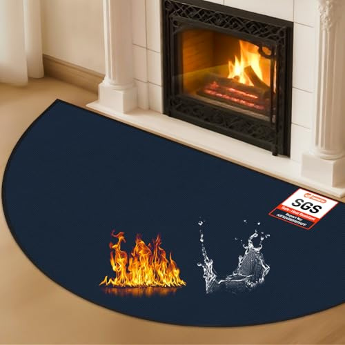 Tapis de foyer résistant au feu, tapis de cheminée ignifuge pour poêle à bois, cheminée, intérieur et extérieur, protège les sols et les tapis contre les étincelles, bleu, 150 x 81,3 cm