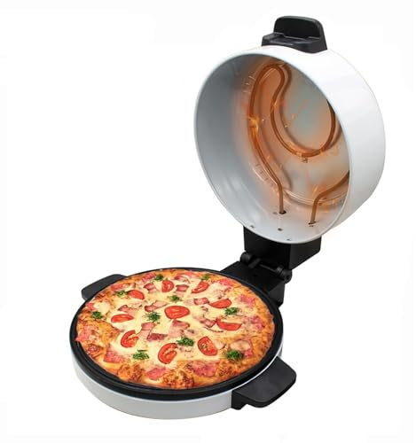 FfiMe Machine à Pizza électrique, Machine à Pizza de 12 Pouces, Machine à Pizza de comptoir d'intérieur, Pizza Cuite au Four en Pierre à croûte croustillante, Pizza Maison en 6 Minutes !
