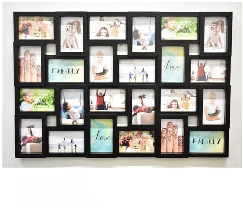 Biznest 24 Multi Aperture Frame Photo Picture For 24 Photos Holds 6X4 Home Decorative, Living Room, Bedroom Room, Eye-Catching Design (Black)