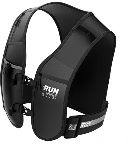 Gilet Running Uomo Donna con Porta Cellulare Impermeabile – Alternativa al Marsupio Running, Senza Rimbalzo, 5 Tasche, Leggero, Traspirante e Riflettente per Corsa e Jogging XS/S (61-81,3 cm)
