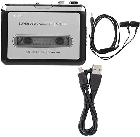 Cassette to MP3 Converter, Cassette Recorder Music Converter, Portable Portable Cassette Player, Cassette Recorder Converter Digitizer with Headphones for, CD