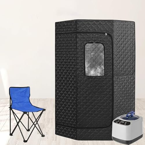 Sauna Portatile For La Casa, Sauna Personale For La Casa Completa Del Corpo, Stanza Disintossicante A Vapore Nella Spa Domestica Con Generatore Di Vapore Da 4 Litri E 1000 W, Sedia Pieghevole, Nero