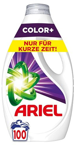 Ariel Flüssigwaschmittel, 100 Waschladungen Color+ Waschmittel, Kraftvolle Fleckenentfernung in nur 1 Waschgang, selbst bei Kaltwaschzyklen